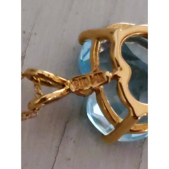 Vintage 14k Gold Clyde Duneier Heart Topaz Necklace - Picture 5 of 7